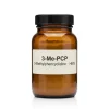 3-Me-PCP: amber glass laboratory jar containing high-purity 3-methylphencyclidine crystalline reference standard for NMDA profiling.