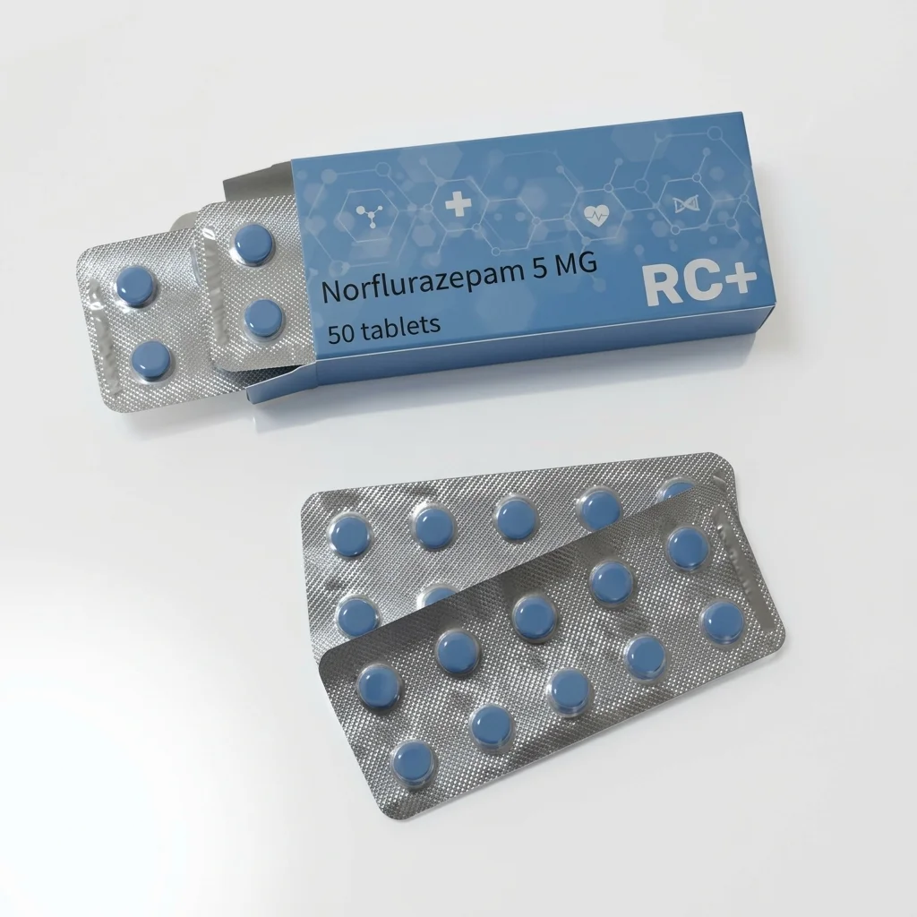 Norflurazepam 5 MG Pellets in a premium blister pack on a clean white e-commerce background.